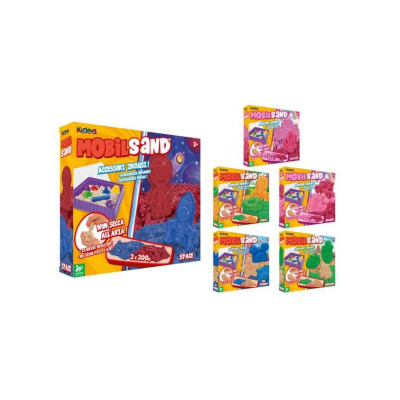 Caixa de areia cinética Mobil Sand com acessório de carrinho vermelho e cinco pacotes pequenos de areia colorida para moldar