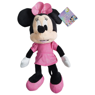 Peluche da Minnie Mouse com vestido e laço rosa brilhante