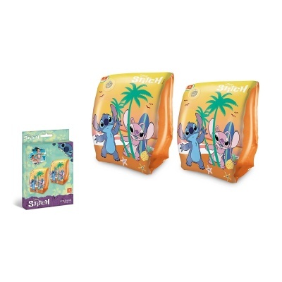 Braçadeiras insufláveis para crianças com personagens Stitch em embalagem colorida