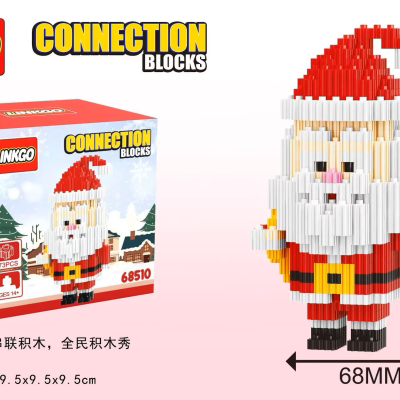 Conjunto de blocos de construção Pai Natal com caixa e dimensões