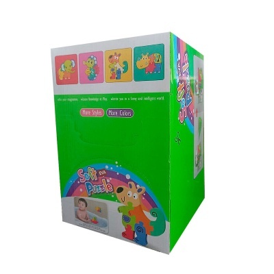 Embalagem verde de puzzle macio com imagens coloridas de animais para crianças