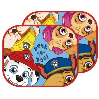 Painéis para carro com personagens Patas da Patrulha e texto 'peek a boo!'