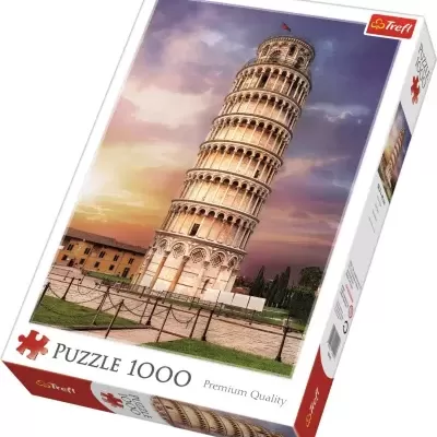 Caixa de puzzle Trefl com imagem da Torre de Pisa e texto Puzzle 1000 Premium Quality
