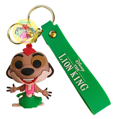 Porta-chaves Rei Leão com fita verde e personagem de borracha