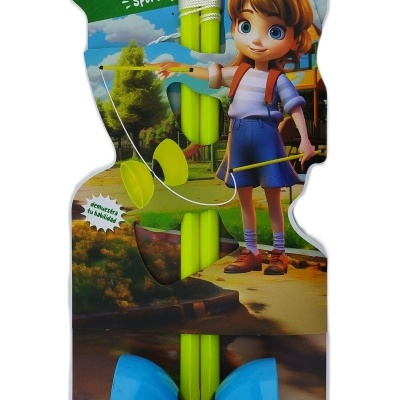 Conjunto de jogo diábolo Fun Area sports com varas amarelas e disco azul