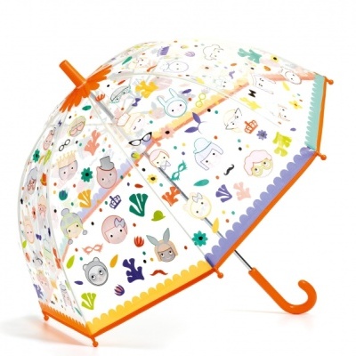 Guarda-chuva infantil transparente colorido com desenhos animados