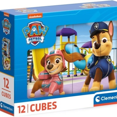 Caixa de cubos Paw Patrol com 12 peças e personagens Chase e Skye