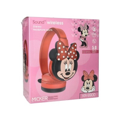 Caixa cor-de-rosa com auscultadores wireless Minnie Mouse