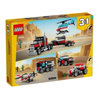 Conjunto LEGO Creator 31146 com veículos de construção múltipla em embalagem amarela