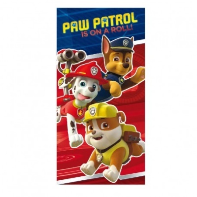 Toalha colorida da Patrulha Pata com texto e personagens