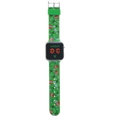 Relógio digital infantil com bracelete verde decorada