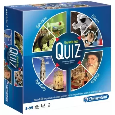 Embalagem azul de jogo de tabuleiro Clementoni 'O grande jogo QUIZ'
