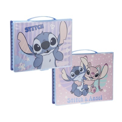 Sacos de transporte azuis e rosa com desenhos de Stitch e Angel