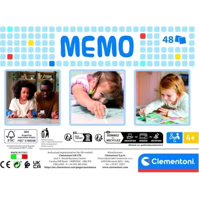 Embalagem do jogo de cartas MEMO da Clementoni para crianças a partir dos 4 anos