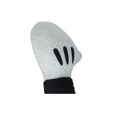 Mittens branco com três riscas pretas e punho preto peludo