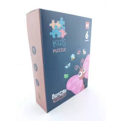Caixa de puzzle infantil temática insetos com 6 puzzles em uma caixa