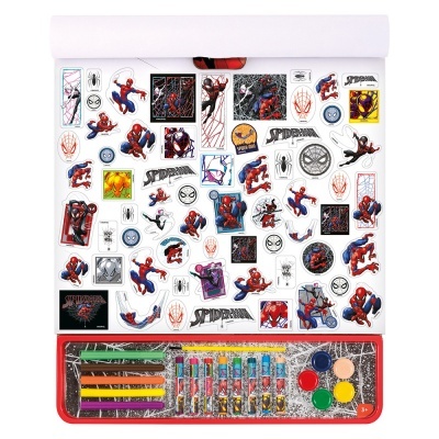 Conjunto de papel para colorir Homem-Aranha com lápis de cor, glitter e tintas