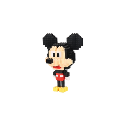 Figura Mickey Mouse feita de pequenos blocos em fundo branco