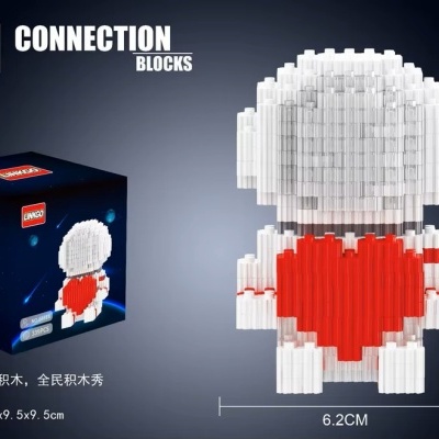 Blocos de construção LINGKO CONNECTION BLOCKS figura humana branca com coração vermelho