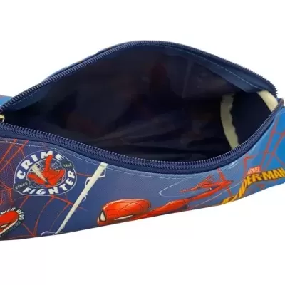 Estojo azul do Homem-Aranha com fecho e alça vermelha