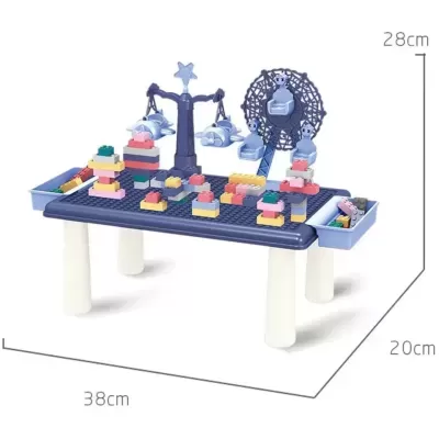 Brinquedo mesa de construção blocos com roda e balanças em várias cores