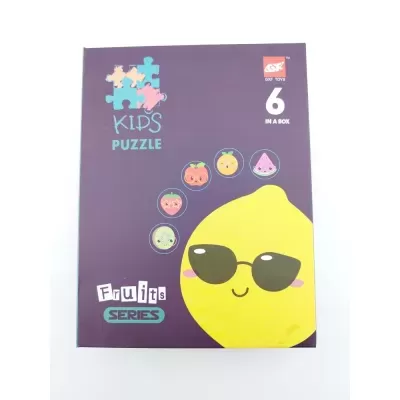Caixa de puzzle infantil com tema de frutas e limão com óculos