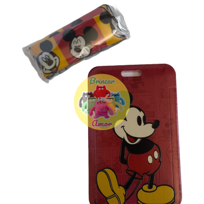 Capas para cartões de Mickey Mouse em vermelho, preto e amarelo