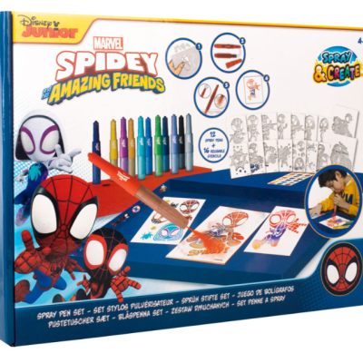 Conjunto de colorir Spidey Amazing Friends com canetas e folhas para colorir