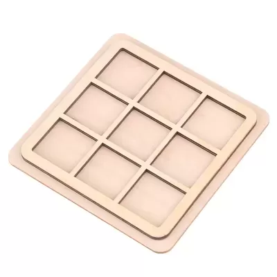 Grelha quadrada de silicone cor de rosa claro com nove divisórias