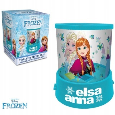 Candeeiro luz noturna Disney Frozen com Elsa e Anna, base azul