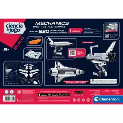 Embalagem kit construção nave espacial branca com 220 peças Ciência & Jogo para dicas mecânicas.