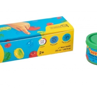 Conjunto de tintas de dedo JOVI com embalagem amarela
