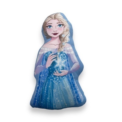 Almofada da personagem Elsa de Frozen em azul e branco com padrão de estrelas