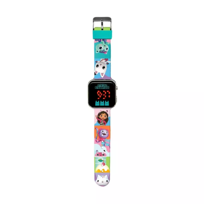 Relógio digital infantil com bracelete colorida e estampada com personagens de desenho animado