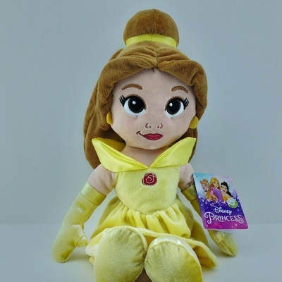 Peluche Disney Princesa vestido amarelo com etiqueta roxa