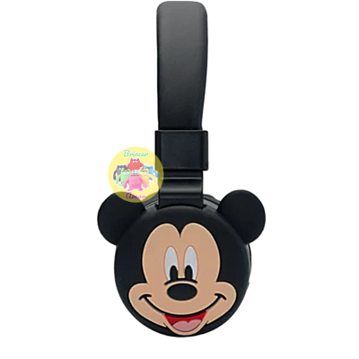 Auscultadores infantis com figura da cabeça do Mickey Mouse preta e bege