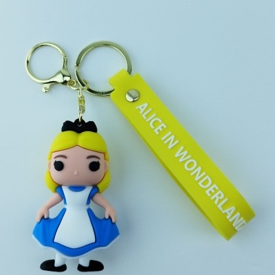 Chaveiro Alice em roupa azul com chaveiro amarelo ALICE IN WONDERLAND