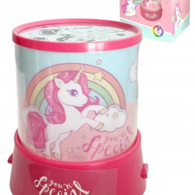Lanterna infantil rosa com unicórnio e arco-íris e texto 'you're special'