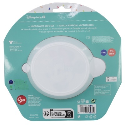 Conjunto Disney Baby para micro-ondas com tigela branca e tampa numa embalagem verde