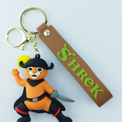 Chaveiro com personagem e tira com texto SHREK