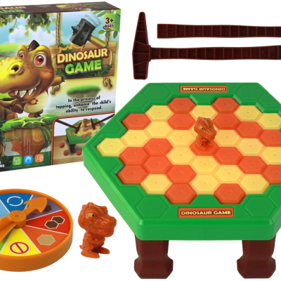 Jogo de tabuleiro DINOSAUR GAME com peças hexagonais e figura de dinossauro