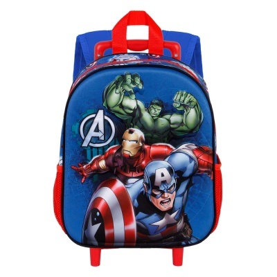 Mochila infantil dos Vingadores com personagens Hulk, Homem de Ferro e Capitão América