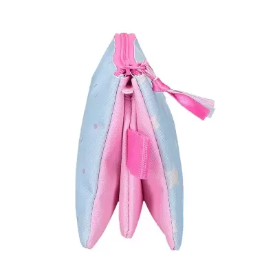 Necessaire dupla azul e rosa com fecho de correr e estrela