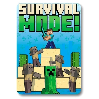 Imagem Minecraft com personagens e texto Survival Mode