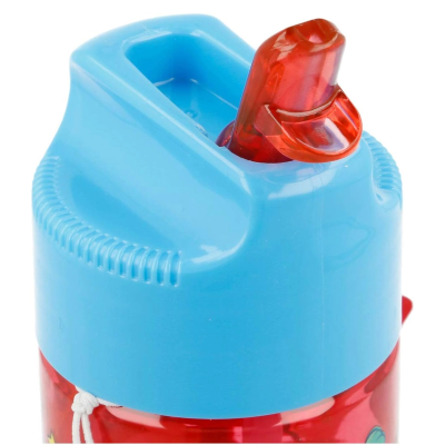 Tampa azul com bico vermelho para garrafa