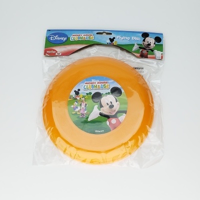 Disco voador laranja com personagens Mickey Mouse Clubhouse na embalagem