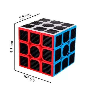 Cubo mágico com textura preta e moldura vermelha e azul