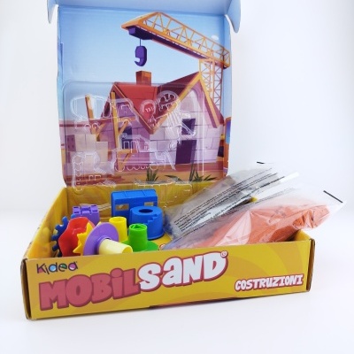 Caixa de brinquedo MOBIL SAND com sacos de areia e peças de construção coloridas