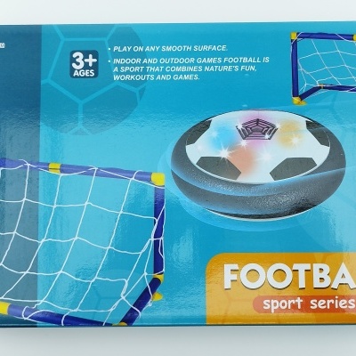 Caixa de brinquedo de futebol com baliza e bola flutuante para crianças