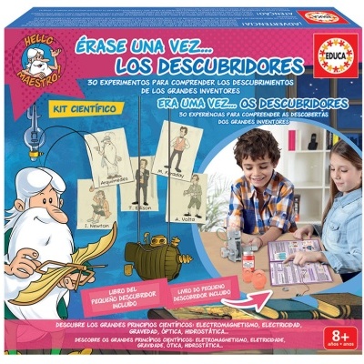 Kit científico ÉRASE UNA VEZ... LOS DESCUBRIDORES da EDUCA com ilustrações e textos em várias línguas